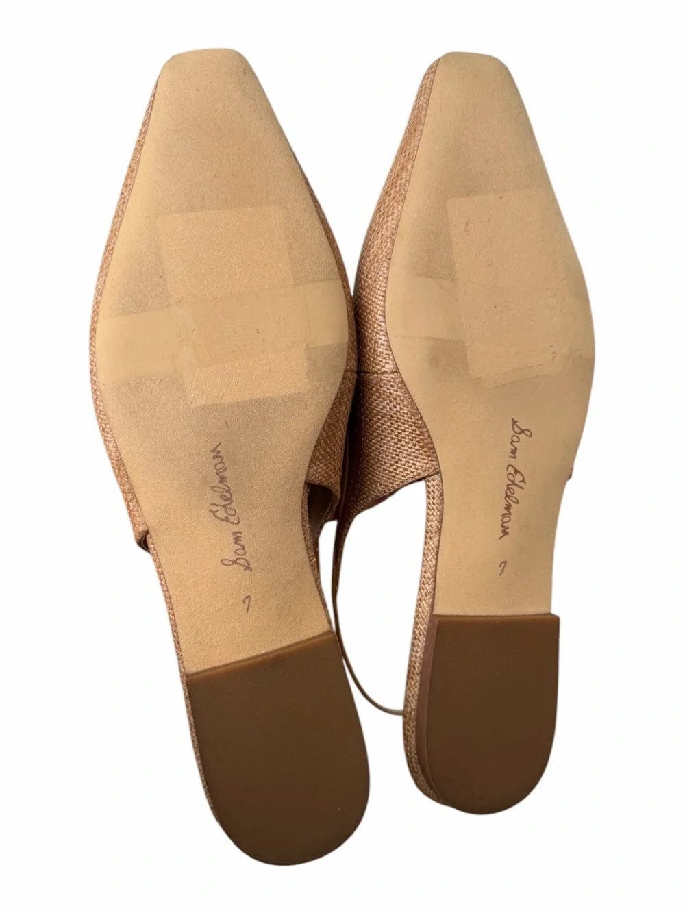 Sam Edelman Tan Woven Pointed Slingback Flats with Gold Hardware - Picture 6 of 6